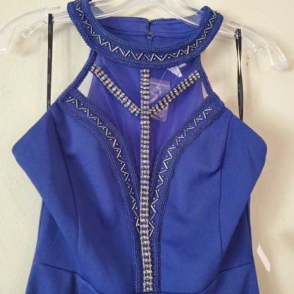 Niki Biki Women's Mini Dress size Small Royal  Blue Embellished - Picture 9 of 11